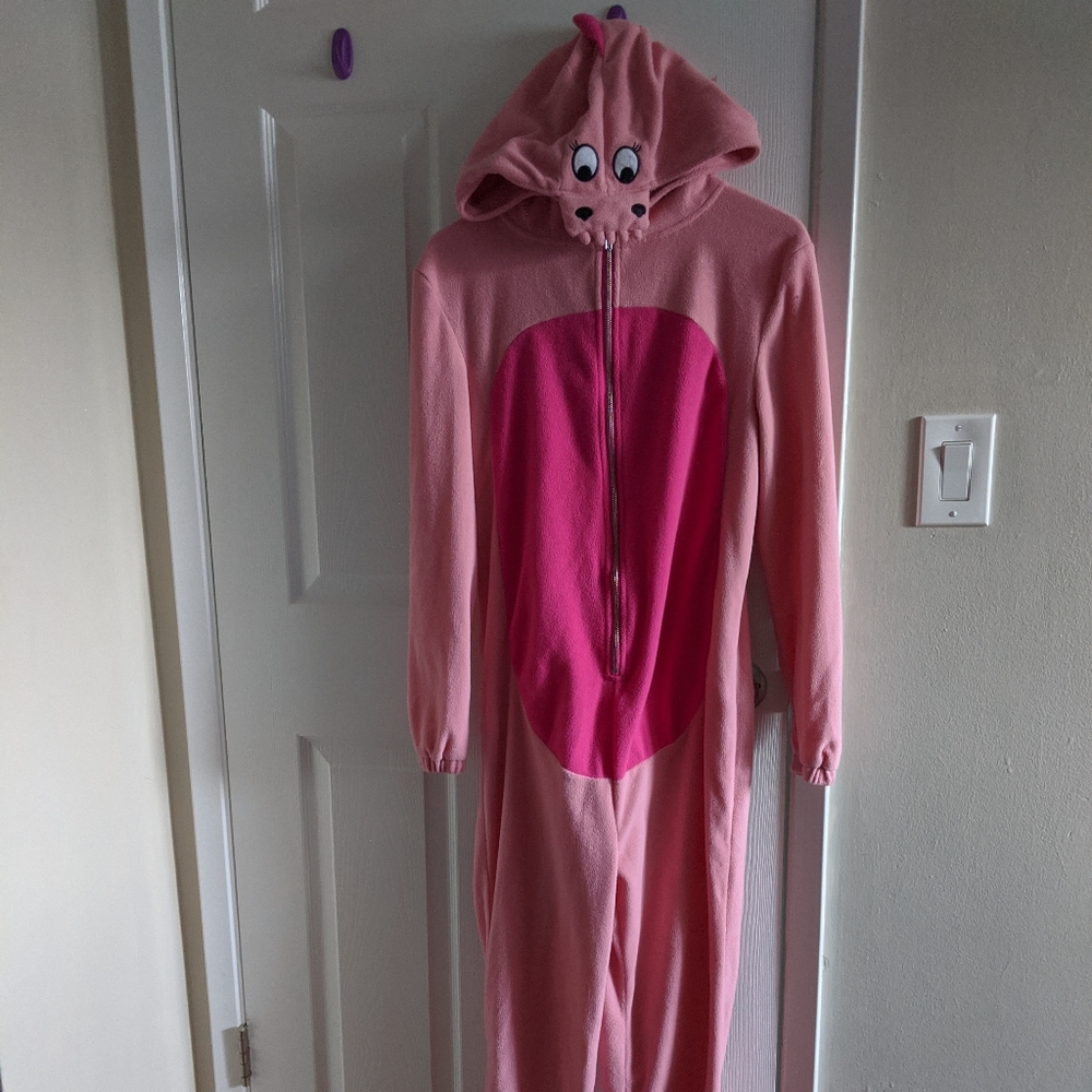 ASOS Dinosaur Onesie in Fleece - Pink
